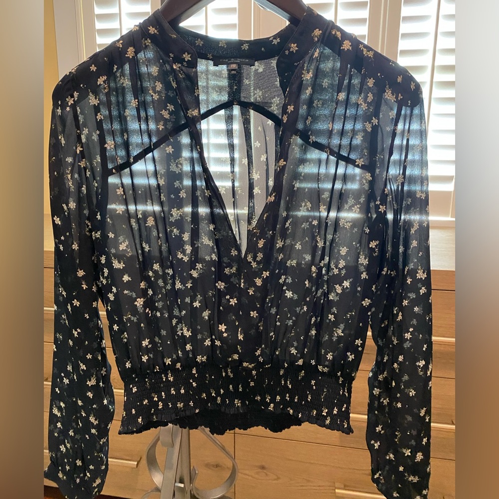 rag & bone Black Floral Blouse
